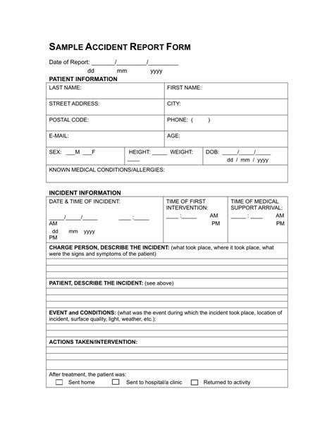 free accident report form template uk